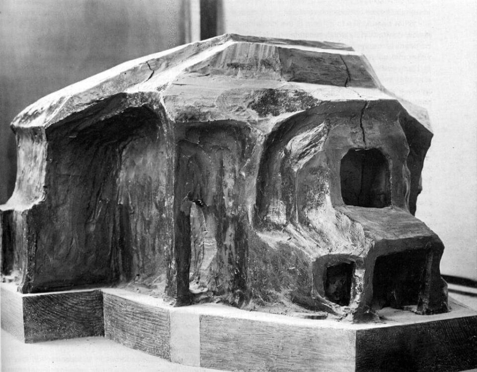 A 1924 plasticine model of Steiner's second Goetheanum, built wholly out of cast concrete and finished in 1928 after his death.